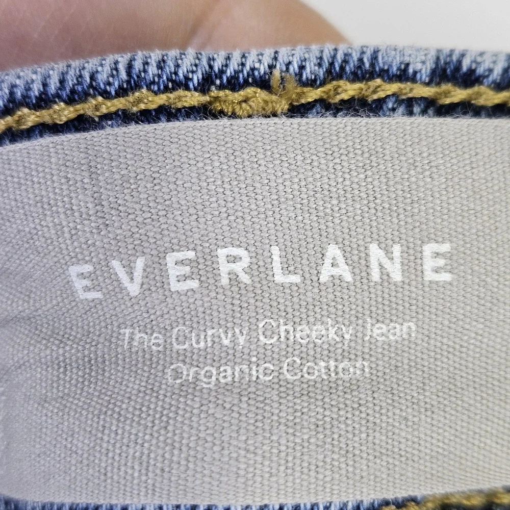 Everlane Curvy Cheeky Jeans Womens 33R 34x28 Organic Cotton Blue Rigid Denim 16